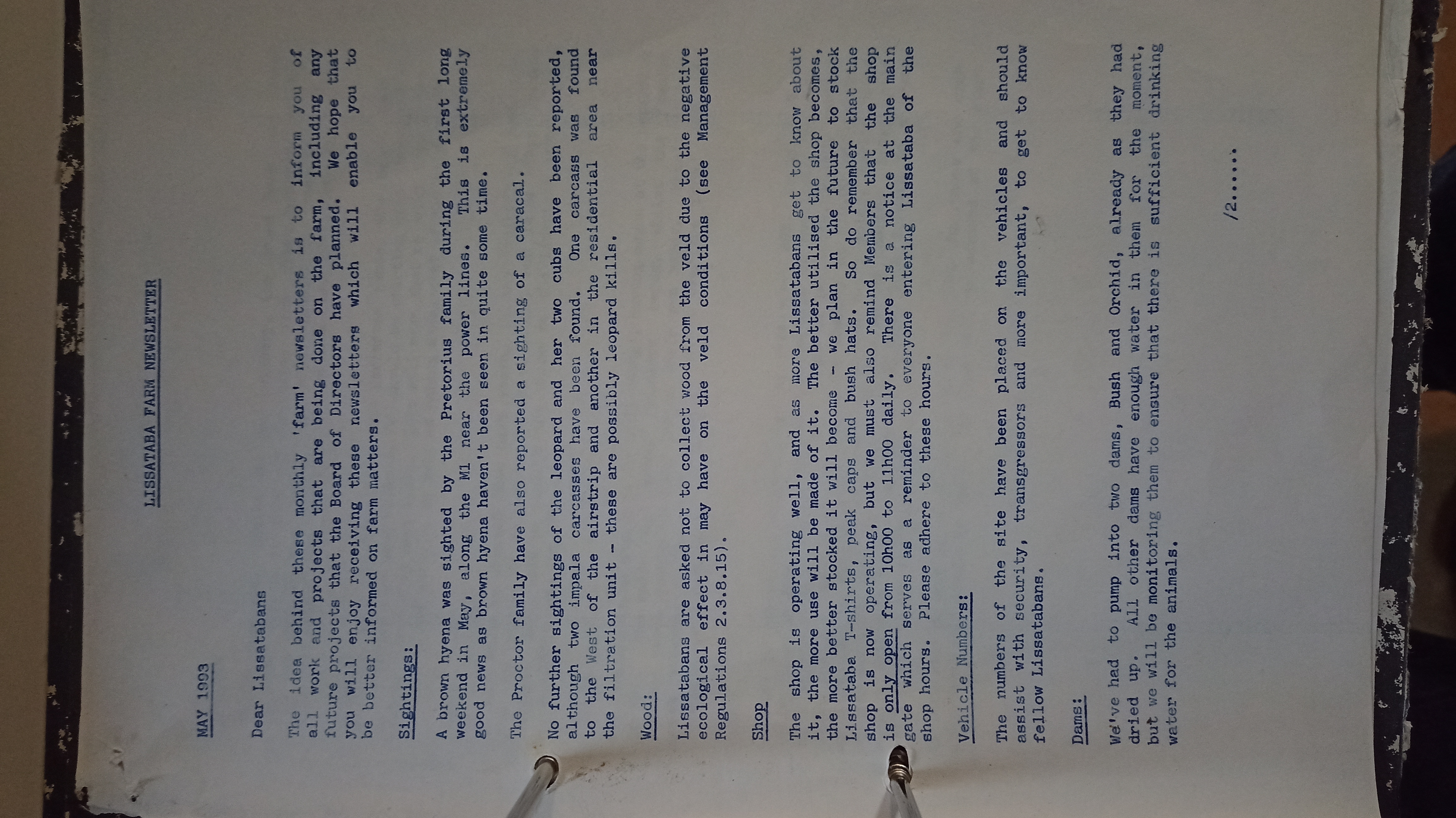 The first newsletter